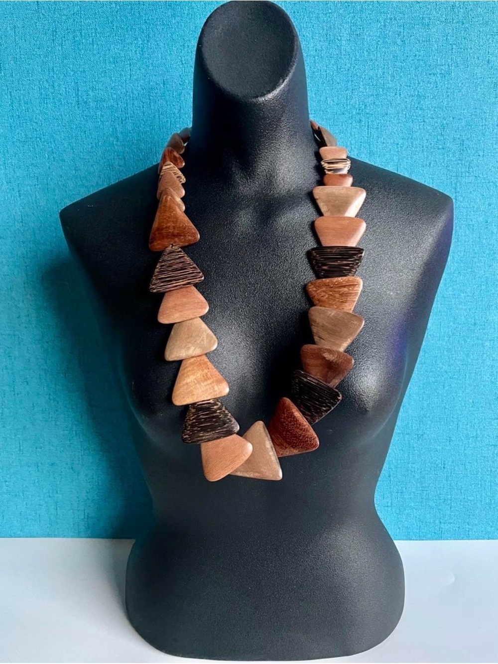 Handcrafted Brown Wooden Triangle Bead Necklace